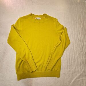 Women's Boden Wool Blend Hambleden Scallop Sweater Size 4, Chartreuse Preppy